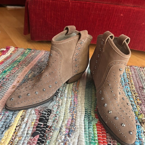 Sam Edelman Studded Brown Suede Ankle Boots 6.5" - Picture 10 of 16